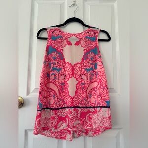 Lilly Pulitzer 100% Silk Pink Paisley Sleeveless Blouse Size S